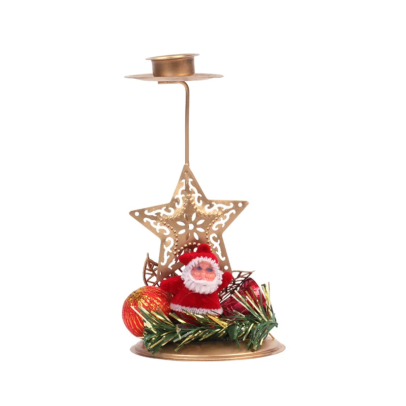 2022 Christmas Candle Holder Santa Claus elk Star Candlestick New Year Table Ornaments Xmas Gift Merry Decor For home | Дом и сад