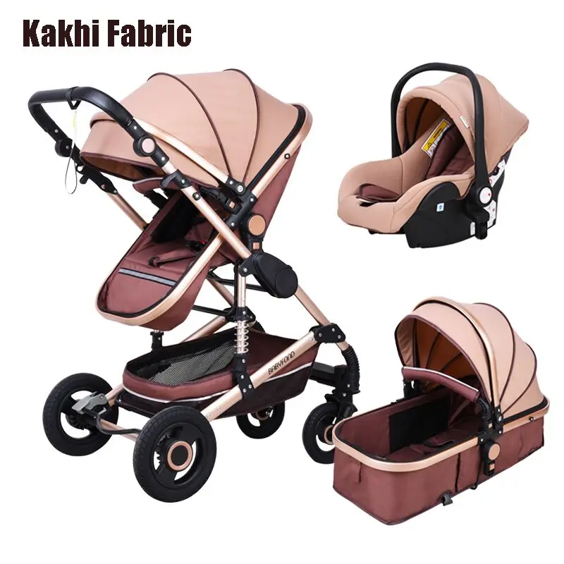 Коляска Babyfond 3 в 1 из полиуретанового материала двусторонняя сидячее Наклонное