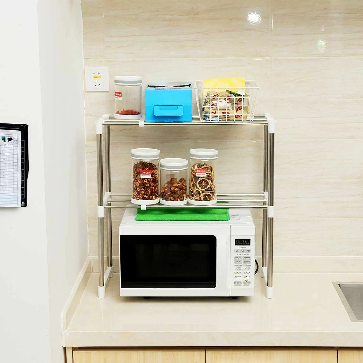 Stainless Steel Rack Kitchen Microwave Oven Storage Holder Shelf Standing Adjustable Multifunctional Home Bathroom rack | Дом и сад