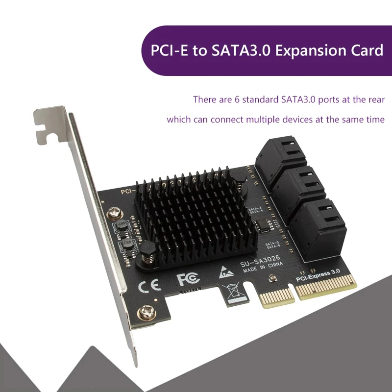 Переходная карта для майнинга SATA PCIe адаптер 2/4/6 портов 6 ГБ III к PCI Express 3 0 X1/X4