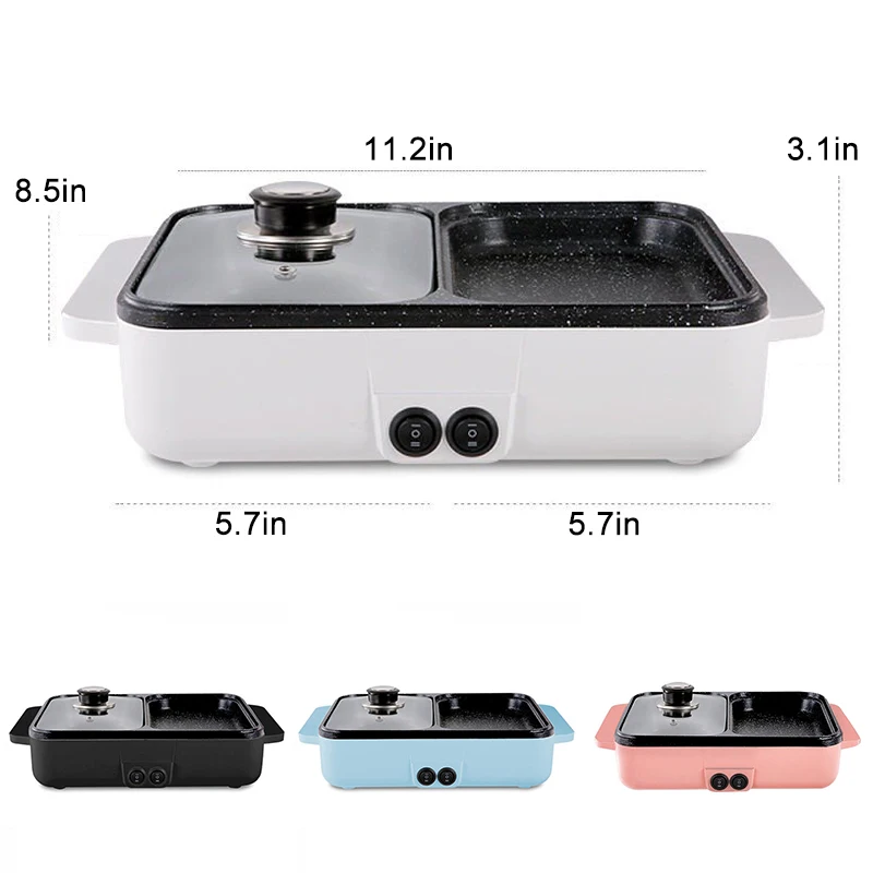 

2 IN 1 Electric Hot Pot Cooker BBQ Grill 1400W 220V Multifunctional Electric BBQ Grill Non Stick Plate Barbecue Pan Hot Pot