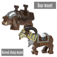 moc medieval accessories building blocks scene horned sheep boar mount knights riding block kits animal model children toys gift