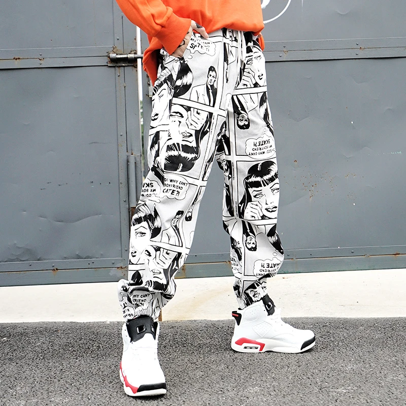 Мужские шаровары в стиле хип хоп мешковатые джоггеры с графическим принтом