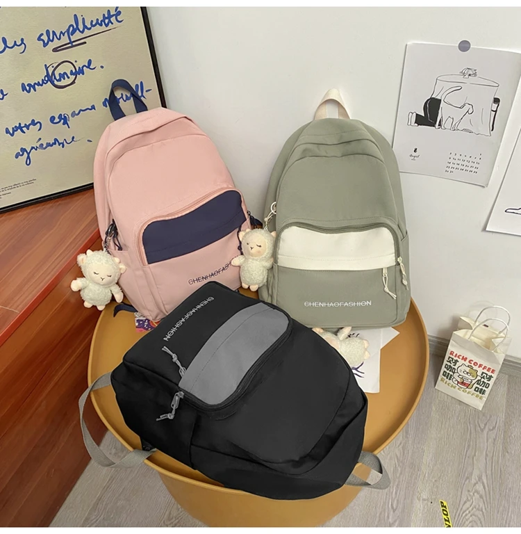 

5349 Contrasting color school bag Korean version Harajuku ulzzang high school student backpack female backpack