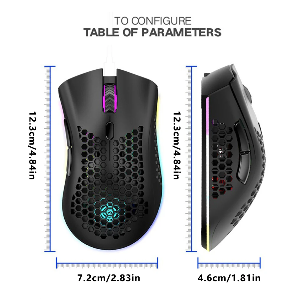 New Gaming Mouse Wireless Hollow Game Rechargeable Computer Gamer RGB Silent Mice With Backlight For PC Laptop |