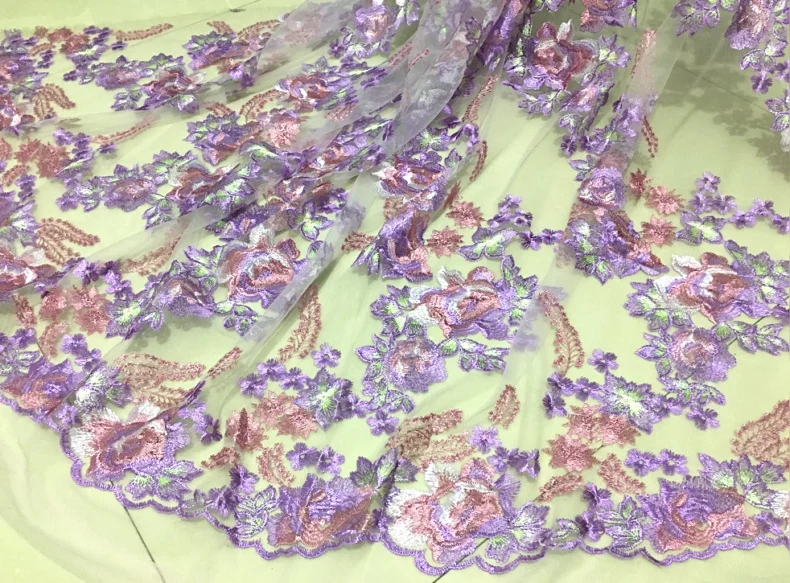 1 метр трехмерное мягкое Сетчатое кружевное платье с вышивкой розовое принцессы