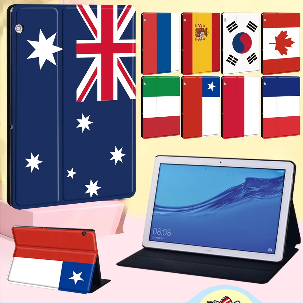 

Anti-fall Cover Case for Huawei MediaPad T3 8/T3 10 9.6"/T5 10 10.1" National Flag Tablet Case for MediaPad M5 Lite 10.1/M5 10.8