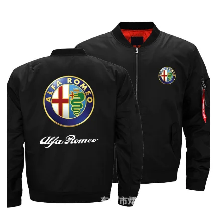 

Flight Flying Jacket Alfa Romeo Bomber Winter thicken Warm Zipper Men Jackets Anime Men's Casual Coat 6