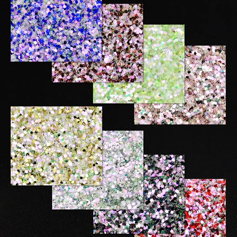 

50g Holographic Nail Sequins (0.2+1+2mm) Mixed Size Strip&Hexagon Flakes 3D DIY Shinny Mirror Paillette Mermaid Nail Sequins pd&