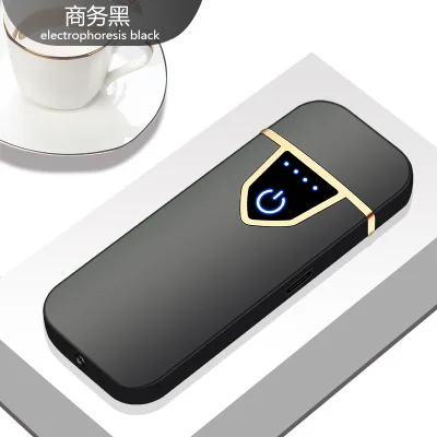Black Brushed Бизнес Стиль Зарядка электрическая электронная USB Зажигалка плазменная зажигалка подарок для курения сигаретные инструменты перезаряжаемая - Цвет: Black Brushed