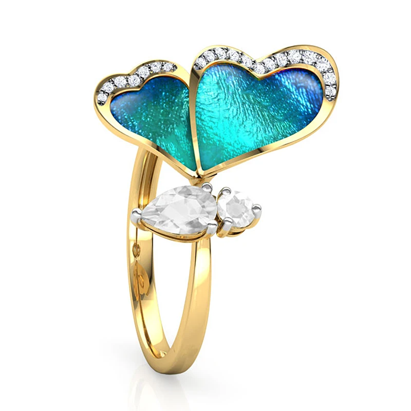 Модное милое кольцо золотистого цвета с изображением бабочки картина маслом