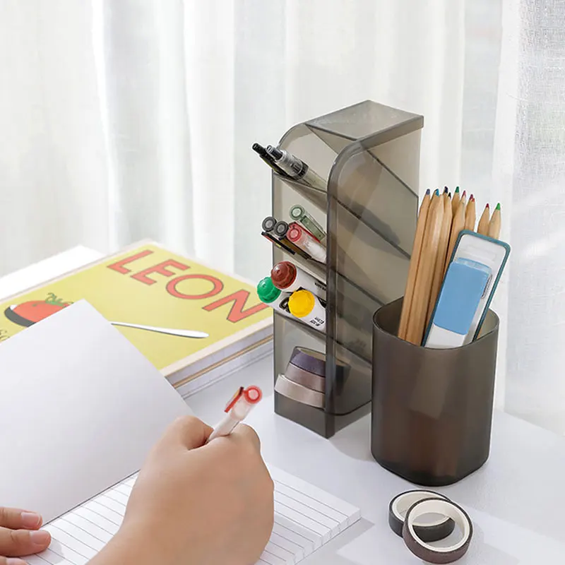 

Desk Organizer Stationery Pen Holder Office Supplies Pencil Box Storage Brush Stand Accessory Desktop Accessories Office Desk