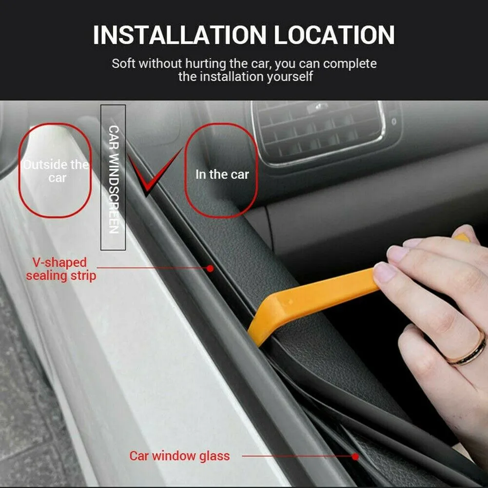 

2meters 2M Sealed Strips Black Trim V Shape Weatherstrip 4 Window Moulding Rubber