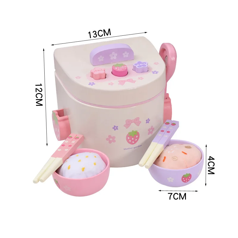 

Children's Kitchen Wooden Play House Cooking Toys Electric Simulation Rice Cooker Set Small Household Appliances Kitchen Toys