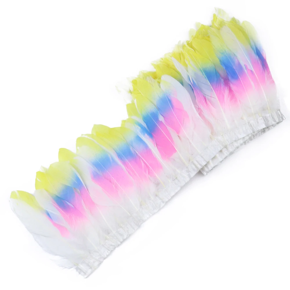 

2Meters Natural Goose Feather Trim Fringe 10-15CM DIY Colorful Dyed Wedding Sewing Dress Accessory Plumes For Crafts Wholesales