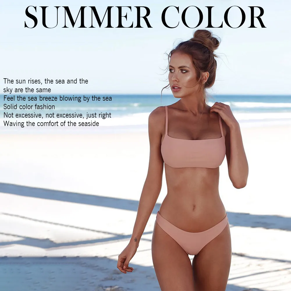 Женский купальный костюм из 2 предметов комплект бикини танкини топ пляжная