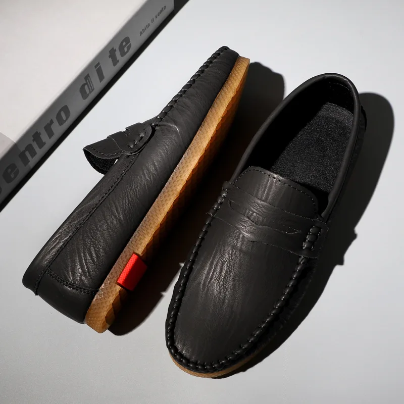 

Leather Men Casual Shoes Men Loafers Men's Flats Breathable Male Driving Shoes Comfortable Fashion Leather Men Shoes Szie 38-48