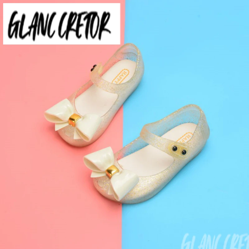 

Детские сандалии с бантом-бабочкой, Нескользящие мягкие кожаные босоножки на танкетке, пляжная обувь для девочек, 2021