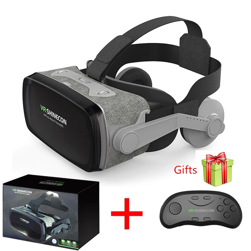 VR With Controller D VR Shinecon 9,0 шлем VR Очки виртуальной реальности 3D очки гарнитура шлем для смартфонов смартфон Google картон стерео - Цвет: VR With Controller D