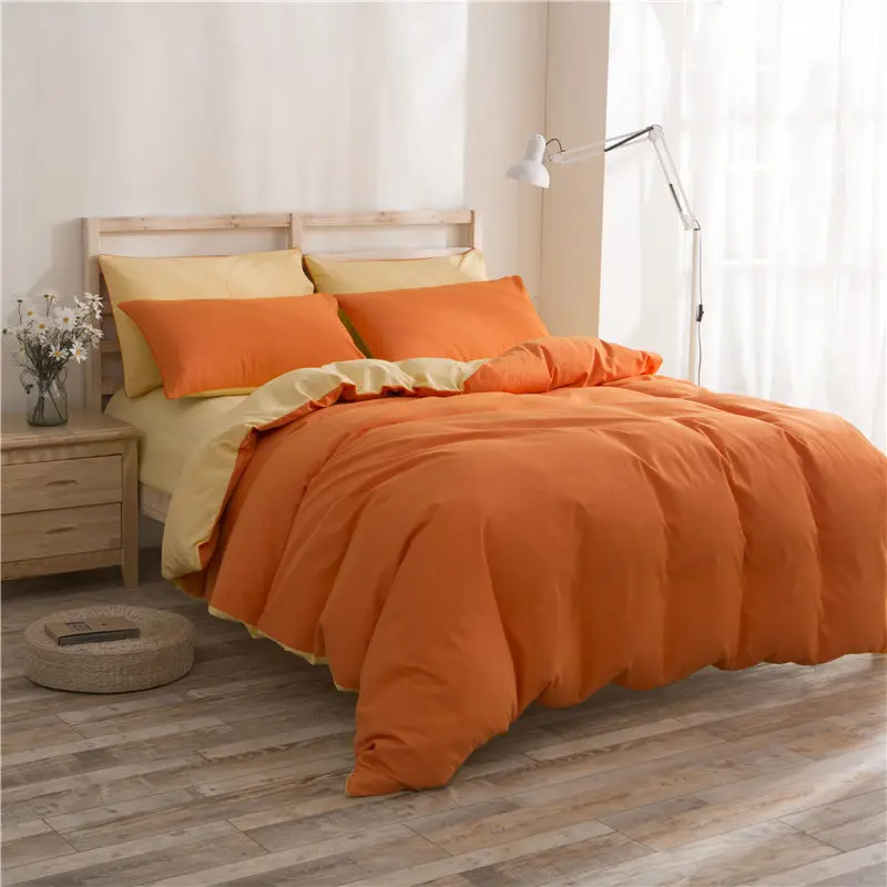 

Skin-friendly Pure Color Double Bedding Set Aloe Cotton Simple Four-piece Set AB Double-sided Duvet Cover Sheet Bedding Set