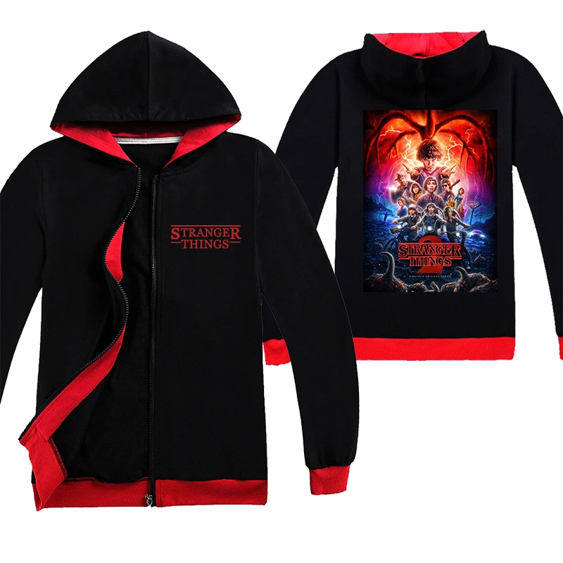 Зимняя куртка для маленьких мальчиков с принтом странные вещи пальто капюшоном