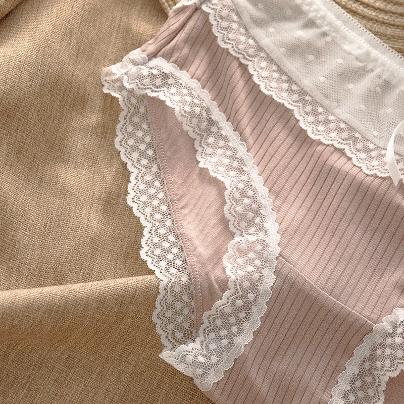 Girls Cute Lace Panties Cotton Breathable Underpants Mid-Rise Underwear Skin-Friendly Briefs Soft Female Lingerie Hot - купить по