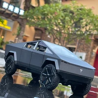 124 tesla cybertruck pickup alloy car model sound light pull back collectible vehicles children kids toy cars voiture miniature