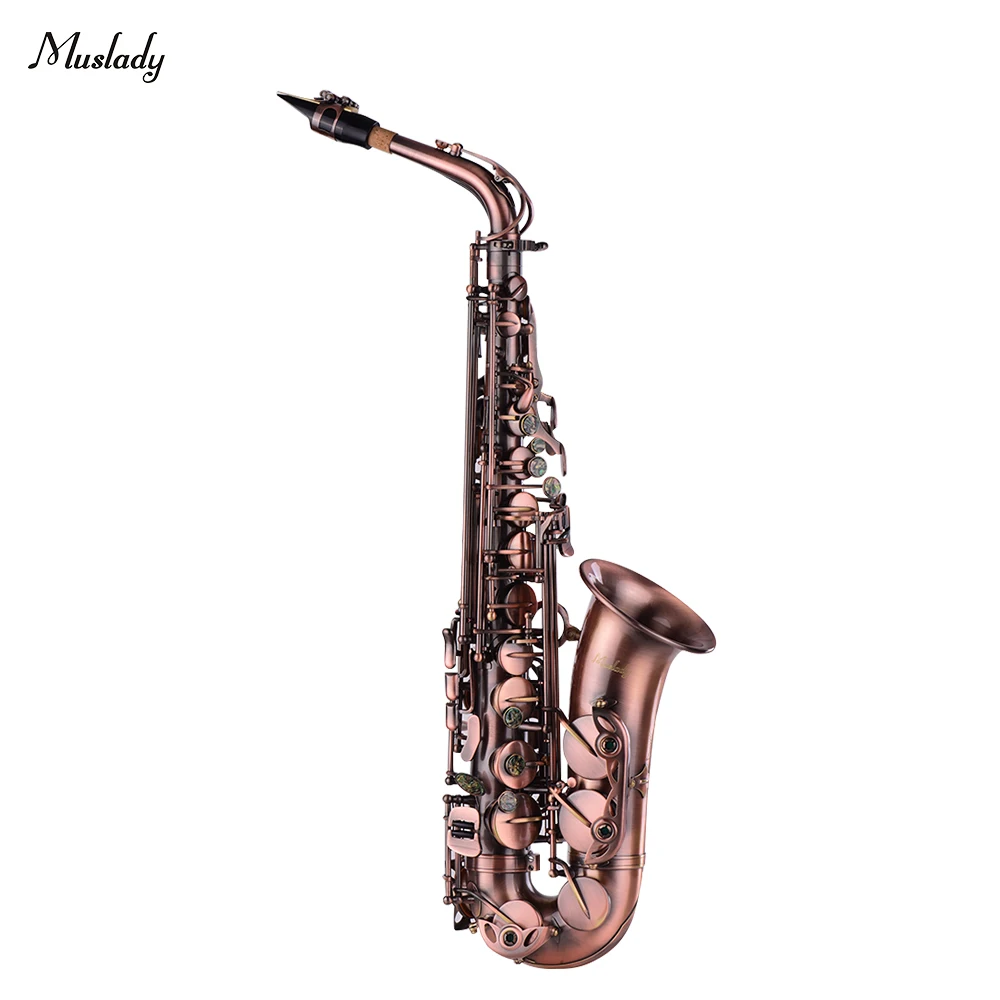 

Muslady высококачественный красный Бронзовый Eb альт-саксофон E-flat Sax резной узор древесный инструмент с чехлом перчатки кисточкой ремешком тро...