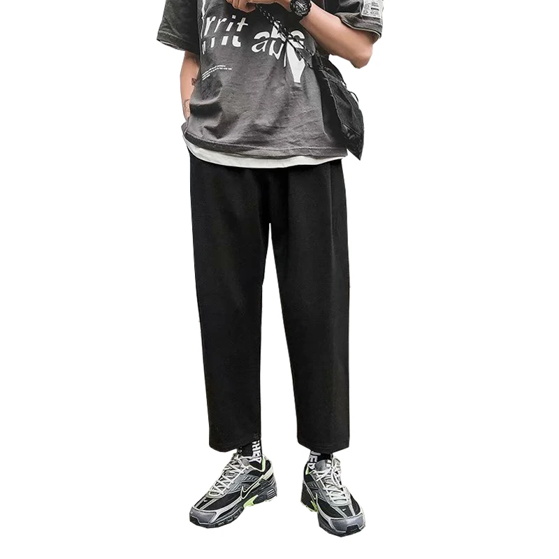 

Ankle-Length Men Pants Casual High Waisted Mens Trousers Loose Solid Harajuku Sweatpants Fashion Streetwear Chic Bottom YT50288