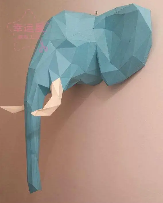 Слон настенная 3D бумажная модель DIY Бумажная ручной работы игрушки|Картонные