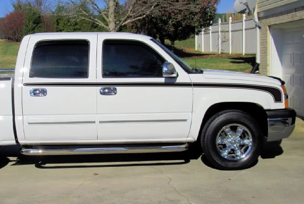 

For 2Pcs Chevrolet Silverado Hockey Outline Stripe 3M Vinyl Sticker Graphic Decal 03-2006