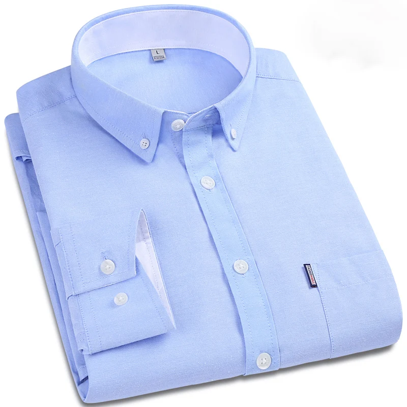Мужская Повседневная рубашка с воротником на пуговицах и длинными рукавами|mens