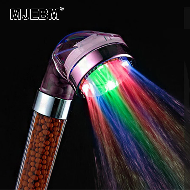 

Pressurized water-saving temperature-controlled colorful hand-held large shower head color changing LED negative ion shower SPA