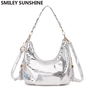 Сумка-хобо со змеиным принтом, женская сумка через плечо, женская маленькая Серебристая сумка через плечо, 2021 Женская Ручная сумка