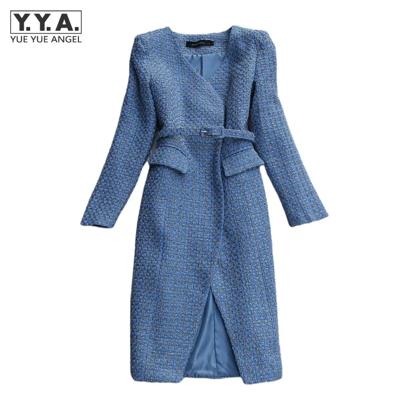 

Women Autumn Winter Long Trench Coat Belted Office Ladies Slim Fit Overcoat Designer Fashion Casaco Feminino Windbreaker Coats