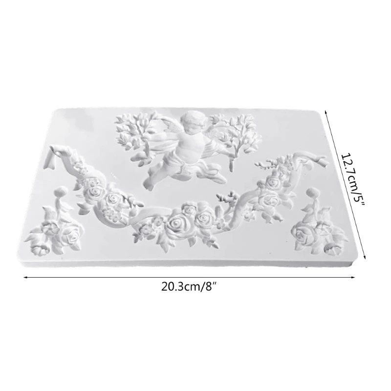 

M5TA Angel Babies Shape Flower Rattan Pattern Silicone Material Fondant Mold for Cake Chocolate Baking Cookie Decorating Tool