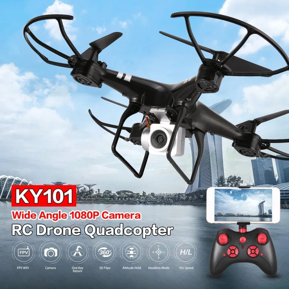 KY101S WiFi FPV широкоугольный 720/1080P камера селфи RC Дрон режим удержания высоты Безголовый 3D переворачивает один ключ возврата Квадрокоптер