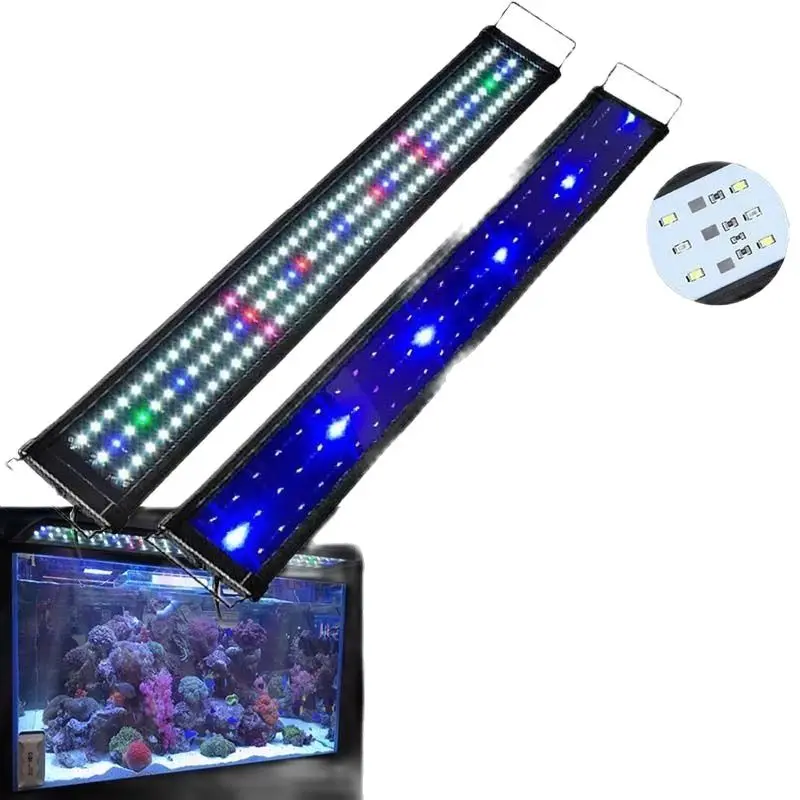 

LED Aquarium Light Multi-Color Full Spectrum 30-120cm Super Slim Fish Tank Aquatic Plant Marine Grow Lighting Lamp EU Plug