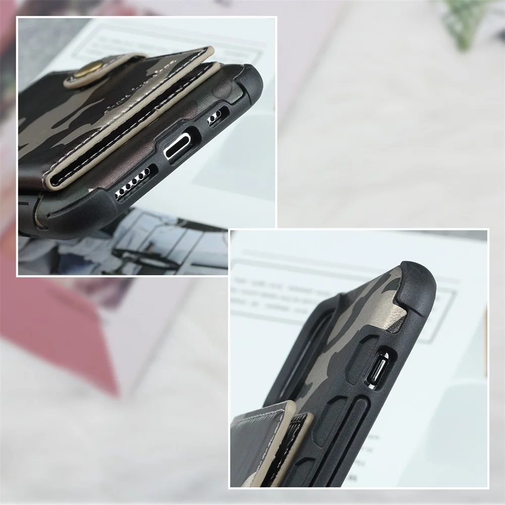 Камуфляжный чехол-кошелек для iPhone 11 Pro Max, чехол-кошелек с несколькими картами, ТПУ+ искусственная кожа, Чехол для карт iPhone 11