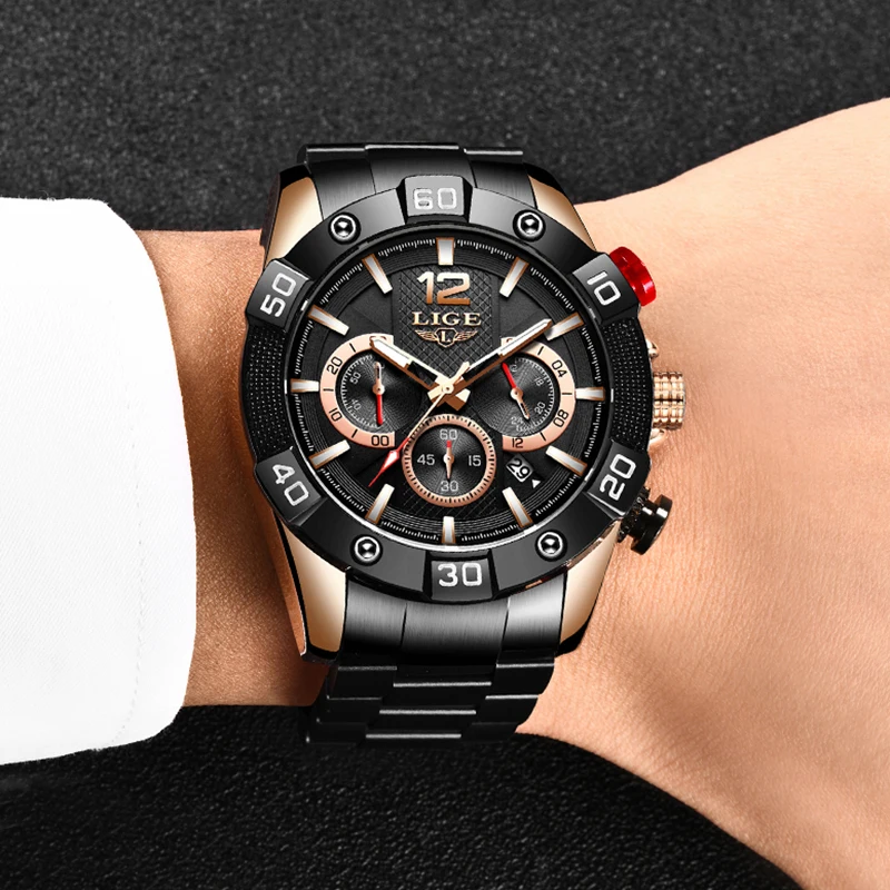 

2020LIGE Sport Chronograph Watches Men Fashion Waterproof Analogue Watches Top Brand Luxury Quartz Watch Clock Relogio Masculino