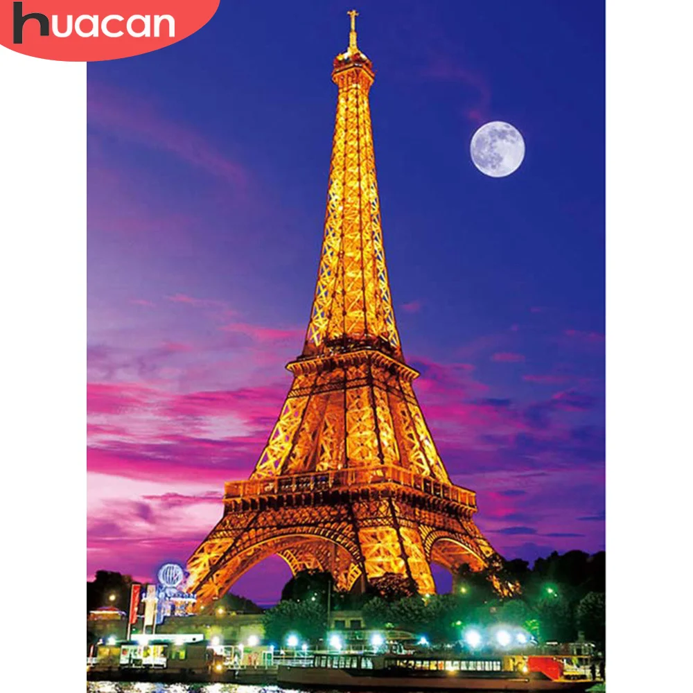 

HUACAN DIY Diamond Painting Cross Stitch Tower Mosaic Rhinestone Full Square Diamond Embroidery Landscape Home Decoration