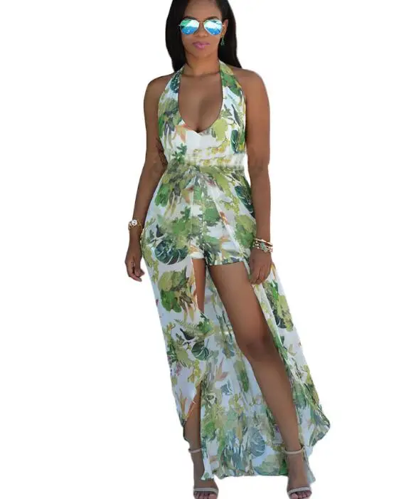 Платье женское длинное в пол пикантный богемный сарафан без рукавов с открытой