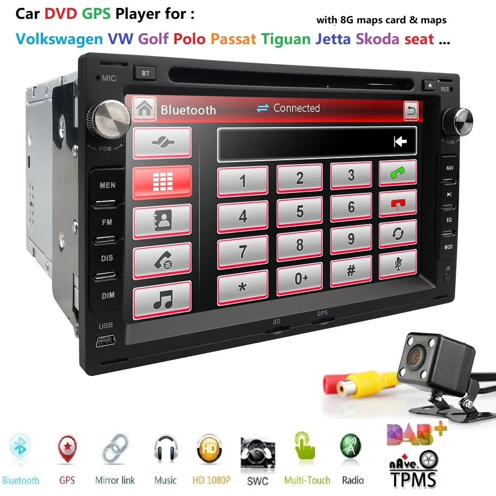 Бесплатная доставка 7 дюймовый 2din автомобильный DVD плеер GPS радио для старых VW PASSAT