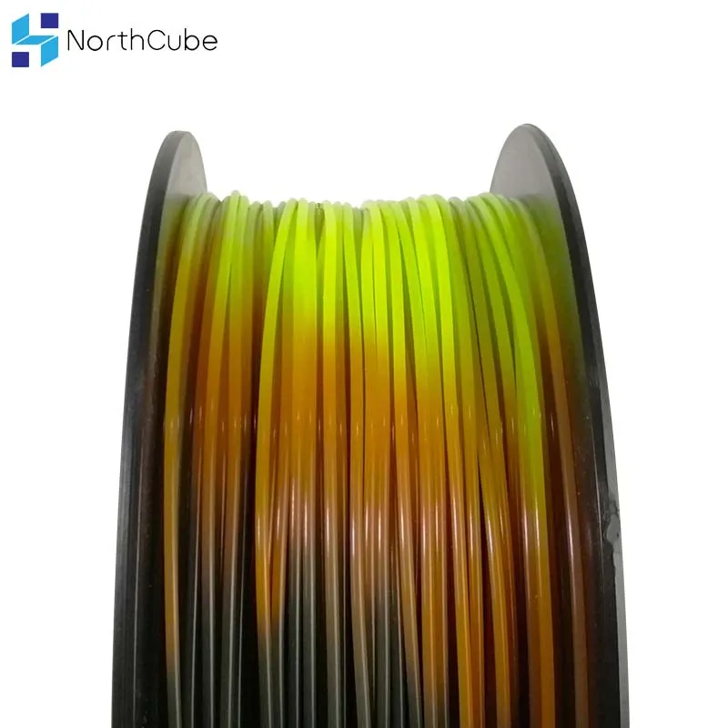 PLA 3D Filament Tri Temperature Color Change  Lava 3D Printer Filament, Black to Red to Yellow, 1KG 1.75mm  Tolerance +/-0.05