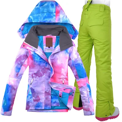 2019 GSOU зимний женский лыжный костюм сноуборд куртка брюки ветрозащитный