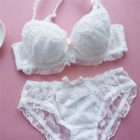 2 piece women set plus size lingere japanese sweet cute underwear push up bra and panty white see through bra panties new