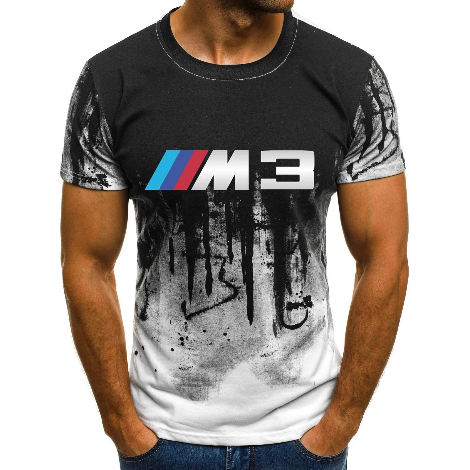 

Men's clothing 2021 new men's summer ink printing men's short-sleeved T-shirt 3D printing T-shirt casual breathable and interest