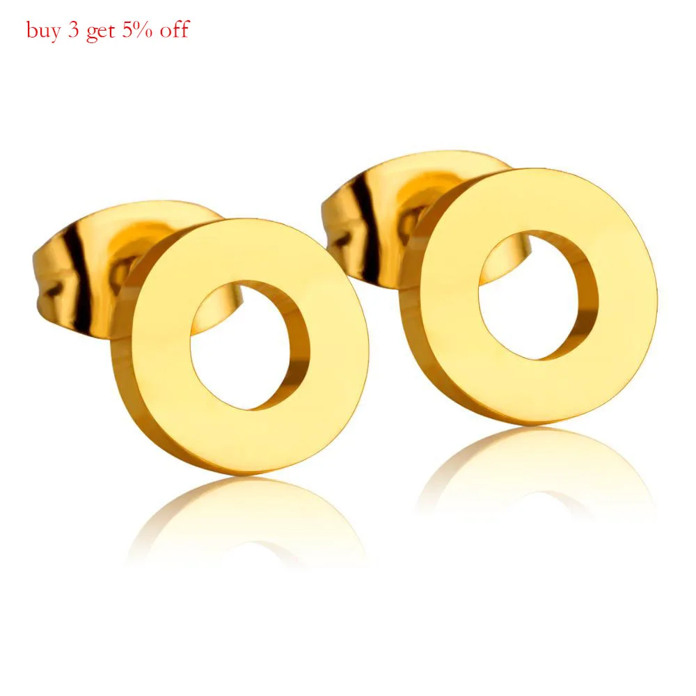 Серьги гвоздики круглые из нержавеющей стали золотистого цвета|round studs|studs |
