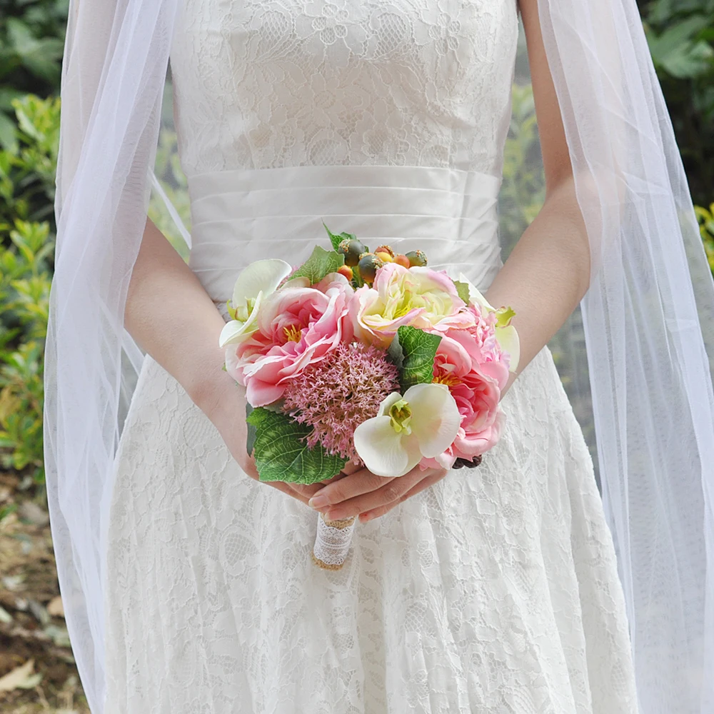 

TRiXY F18 Pink Flowers Wedding Bouquet Flowers Marriage Accessories Bridal Bouquets Pink Wedding Bouquets Blush Pink Flowers