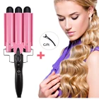 Щипцы для завивки волос, утюжок с тремя керамическими валиками, для создания Кудрей